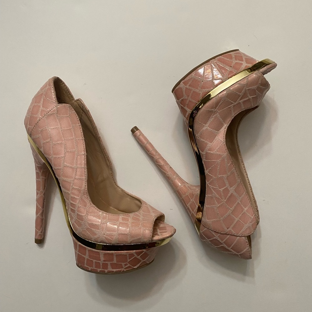 Bebe Farah Mist Rose high heel platform women’s size 5